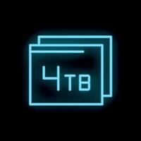 Neon internet browser tab showing 4 tb storage space icon vector