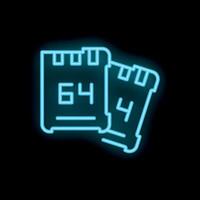 Neon icon of sd memory cards glowing on black background vector