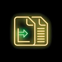 Neon icon of data transferring from one document to another vector
