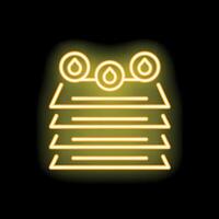 Neon yellow icon of water purification system showing filtering process vector