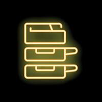 Neon yellow archive icon representing storing documents vector