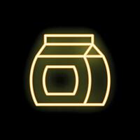 Glowing neon icon of food container delivering takeaway order vector
