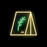 Glowing neon sign of paper bag for seeds on a black background vector