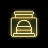 Neon sign showing a hamburger menu icon on black background vector