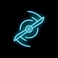 Neon sign of drone propeller spinning fast on black background vector