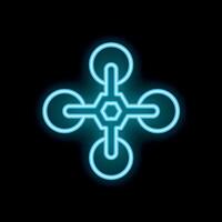 Neon blue blockchain technology concept symbol on black background vector