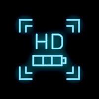 Neon hd icon showing battery life with frame made of arrows vector
