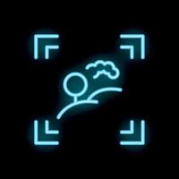 Neon focus target icon focusing on nature environment with tree and clouds vector