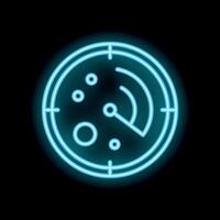 Neon glowing icon of radar detecting signal in space vector