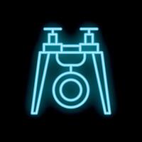 Neon sign of gas installation for camping with two burners on black background vector