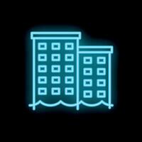 Neon style icon of buildings standing in rising water level vector
