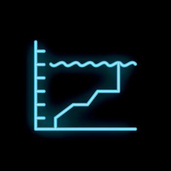 Neon icon of water level indicator showing increasing water volume vector