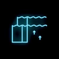 Neon style icon of water evaporation from tank with arrows vector