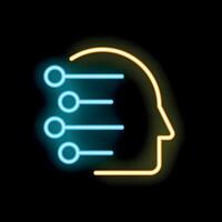 Neon sign representing artificial intelligence working with data vector