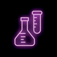 Neon laboratory glassware icon with beaker and test tube vector