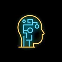 Neon sign representing artificial intelligence with a human head shape vector