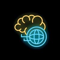 Neon sign representing artificial intelligence connecting to global network vector