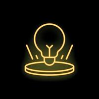 Neon lightbulb shining on stage with rays of light vector