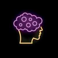 Neon sign representing dementia affecting human brain vector