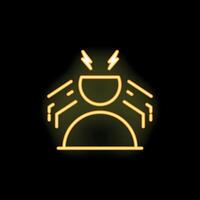 Neon icon of person experiencing a headache with electric shock symbolism vector