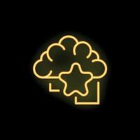 Neon icon of brain generating new ideas with star symbol vector