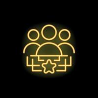 Neon icon of business people team working together with star in center vector