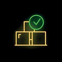 Neon icon of boxes showing successful delivery status vector