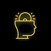 Neon icon of human head with cd shining inside representing data storage vector