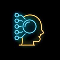 Neon style icon representing artificial intelligence development vector