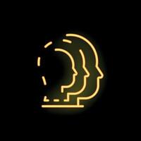 Neon icon of three human heads representing artificial intelligence vector