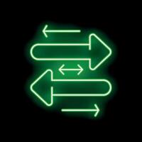 Neon green arrows pointing in different directions on black background vector