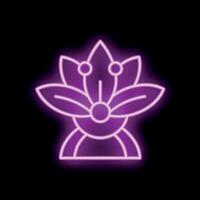 Neon icon of lotus flower glowing on black background vector