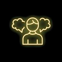 Neon icon representing man choosing between two options vector