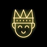 Neon sign board of a smiling face wearing a crown vector