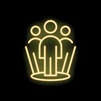 Neon icon of business people standing on a stage being illuminated by spotlights vector