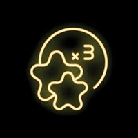 Neon sign showing three stars inside a circle on a black background vector