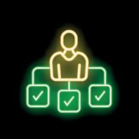 Neon light icon of a businessman managing multiple tasks successfully vector