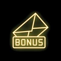 Neon bonus email envelope glowing on dark background vector