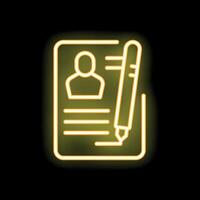Neon yellow cv icon representing filling out a job application form vector