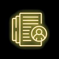 Neon icon of curriculum vitae showing candidate profile for human resources department vector