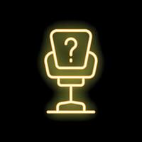 Neon icon of office chair with question mark symbolizing job interview vector