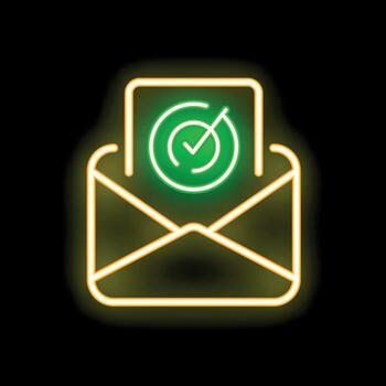 neón sobre icono demostración aprobado o confirmado mensaje vector