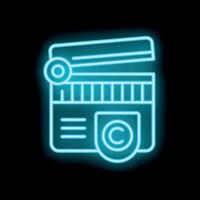 Neon style icon showing copyright protection with credit card vector