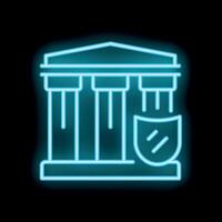 Neon bank icon representing financial security and trust vector