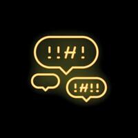 Neon speech bubbles showing heated discussion with hashtags vector