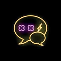 Neon speech bubble showing angry reaction with crosses and lightning bolt vector