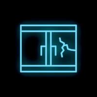 Neon broken glass window vandalism concept icon vector