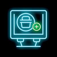 Neon icon of online food ordering system showing buying process vector