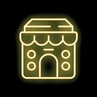 This glowing neon sign of a shop or store front is set on a black background vector