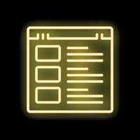 Neon yellow website wireframe with content blocks on black background vector